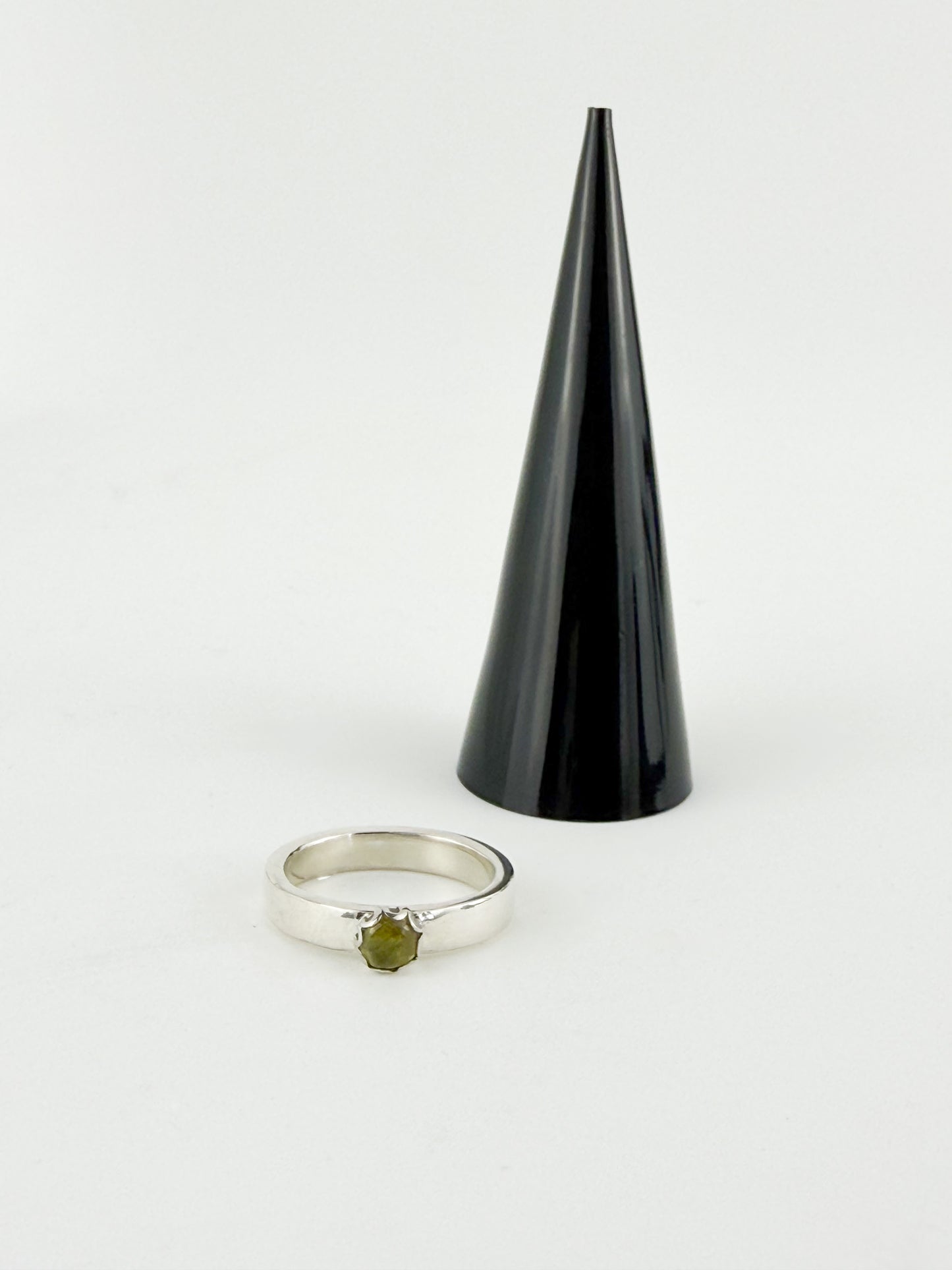 .925 Silver Ring with Green Tourmaline - One of a Kind - Size 7