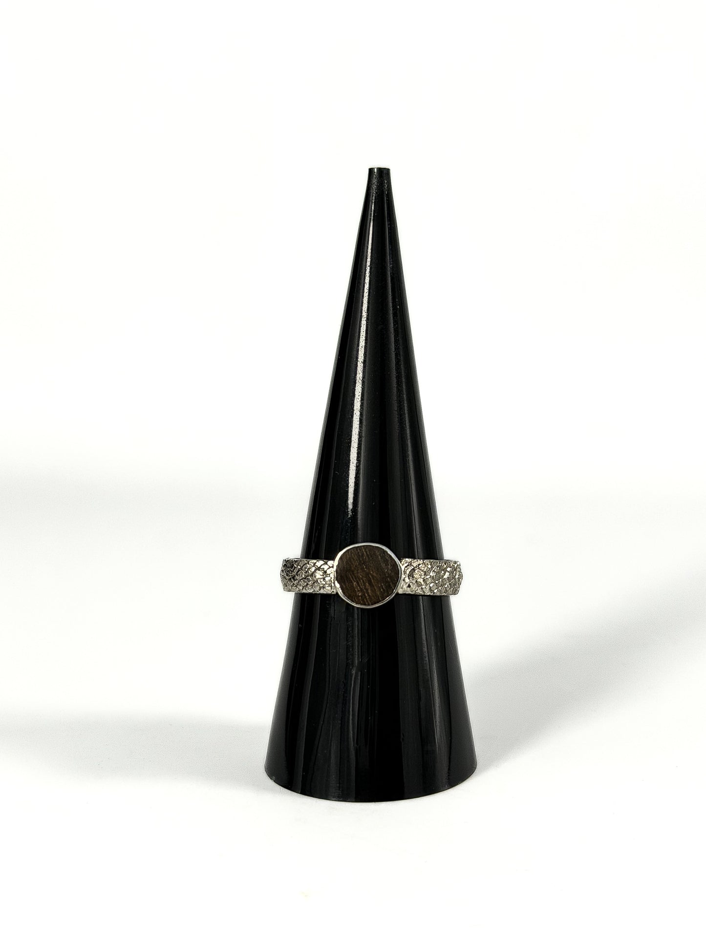 .925 Silver Ebony Wood Ring - One of a Kind size 8