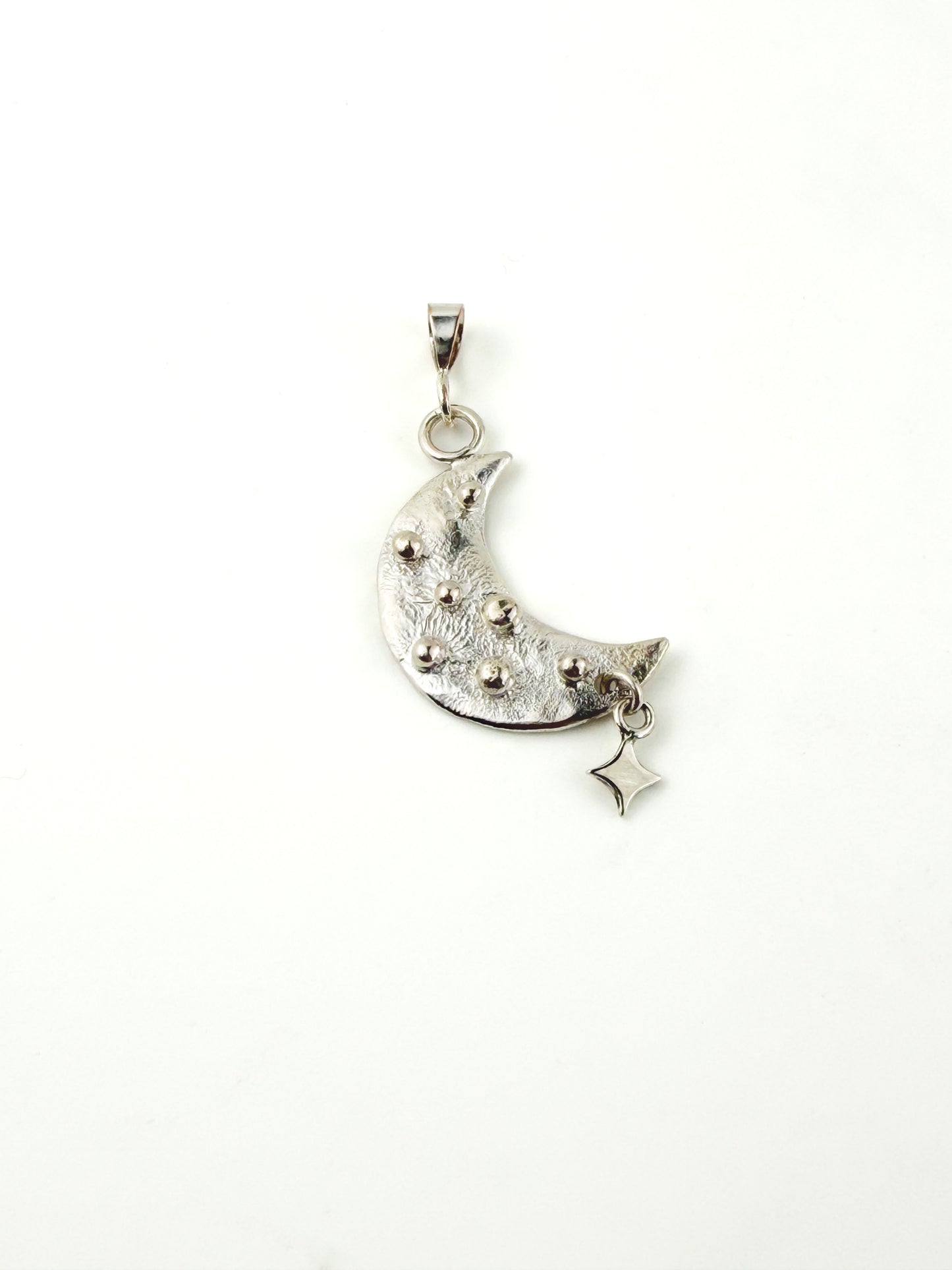 .925 Silver Bubble Moon and star Pendant - One of a Kind