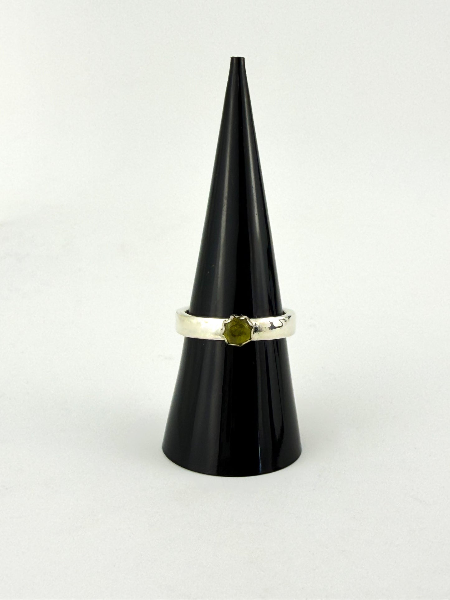 .925 Silver Ring with Green Tourmaline - One of a Kind - Size 7