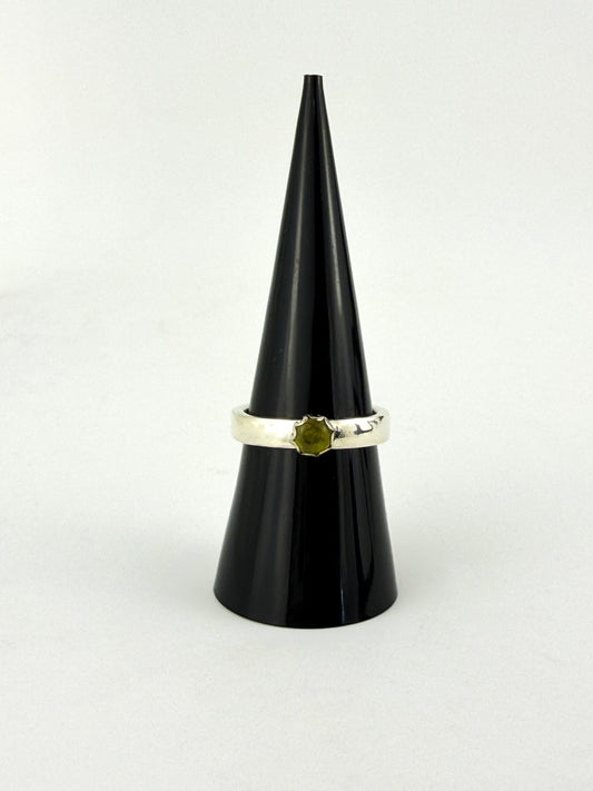 .925 Silver Ring with Green Tourmaline - One of a Kind - Size 7