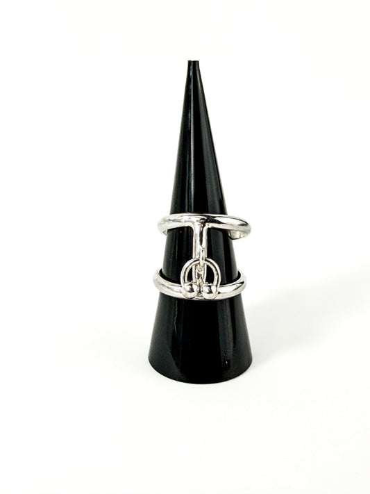 .925 Silver Double Decker Pierced Ring - One of a Kind size 7.5