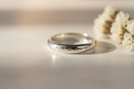 .925 Hammered Stacker Ring - Tight Macro