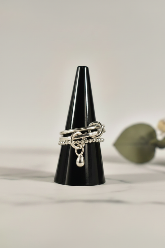 .925 Silver Linked Stacker with Charm - Full Frame Vertical