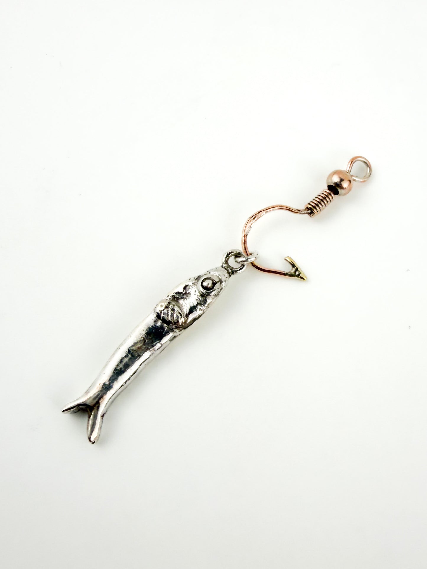 .925 Silver Fish and Hook Pendant - One of a Kind