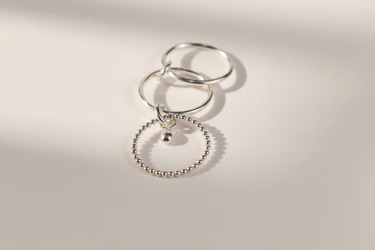 .925 Silver Linked Stacker with charm Size 8.5 - one of a kind