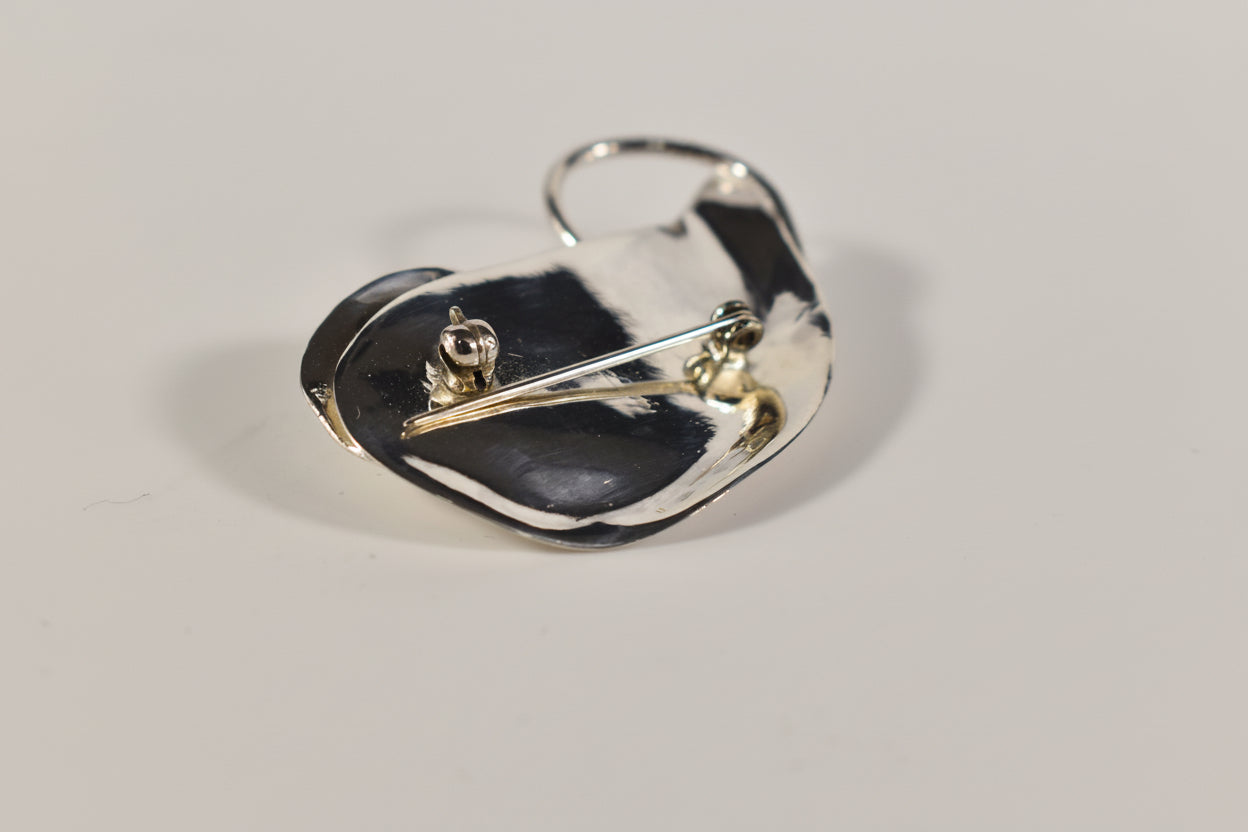 .925 Silver Leaf and Freshwater Pearl Brooch