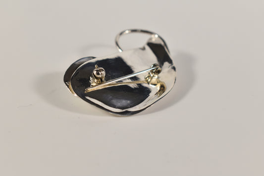 .925 Silver Leaf and Freshwater Pearl Brooch